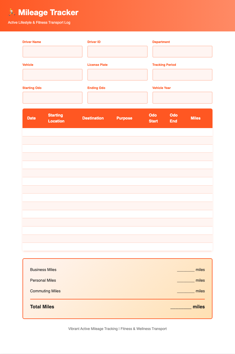 Coral vibrant mileage tracker